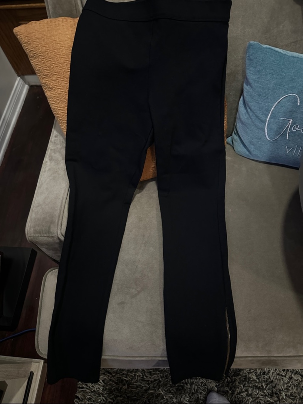 Max Studio Black Slim Zip-Hem Trousers